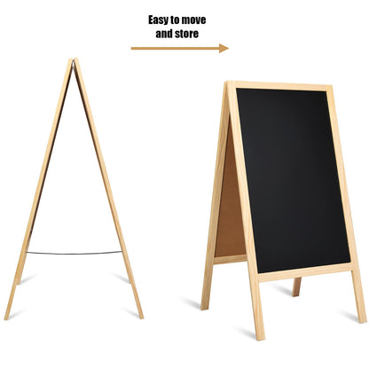 GiantexUK A Frame Magnetic Chalkboard, 98x50cm Double Sided Blackboard with Eraser & Colored Chalks