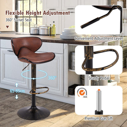 Bar Stools Set of 2, Adjustable Height 360° Rotatable Counter Dining Chair with Swivel Gas Lift