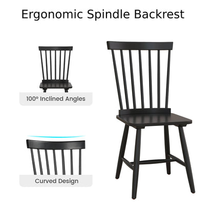 GiantexUK Dining Chairs Set of 2, Kitchen Chairs with Slatted Backrest, Rubber Wood Legs & Anti-Slip Foot Pads