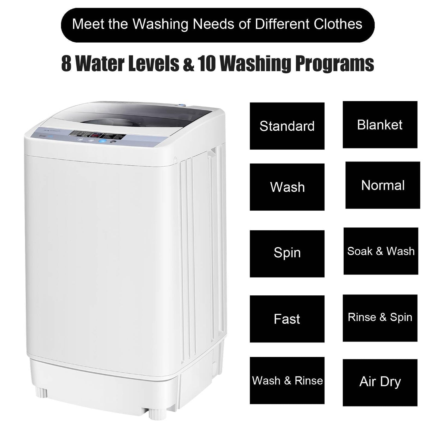 GiantexUK 2-in-1 Portable Washing Machine, Single Tub Washer and Spin Dryer with 6/10 Washing Modes