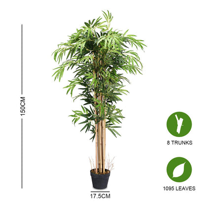 GiantexUK Artificial Plant Tree, Fake Decorative Trees with Plastic Pot and Leaves (Artificial Bamboo)