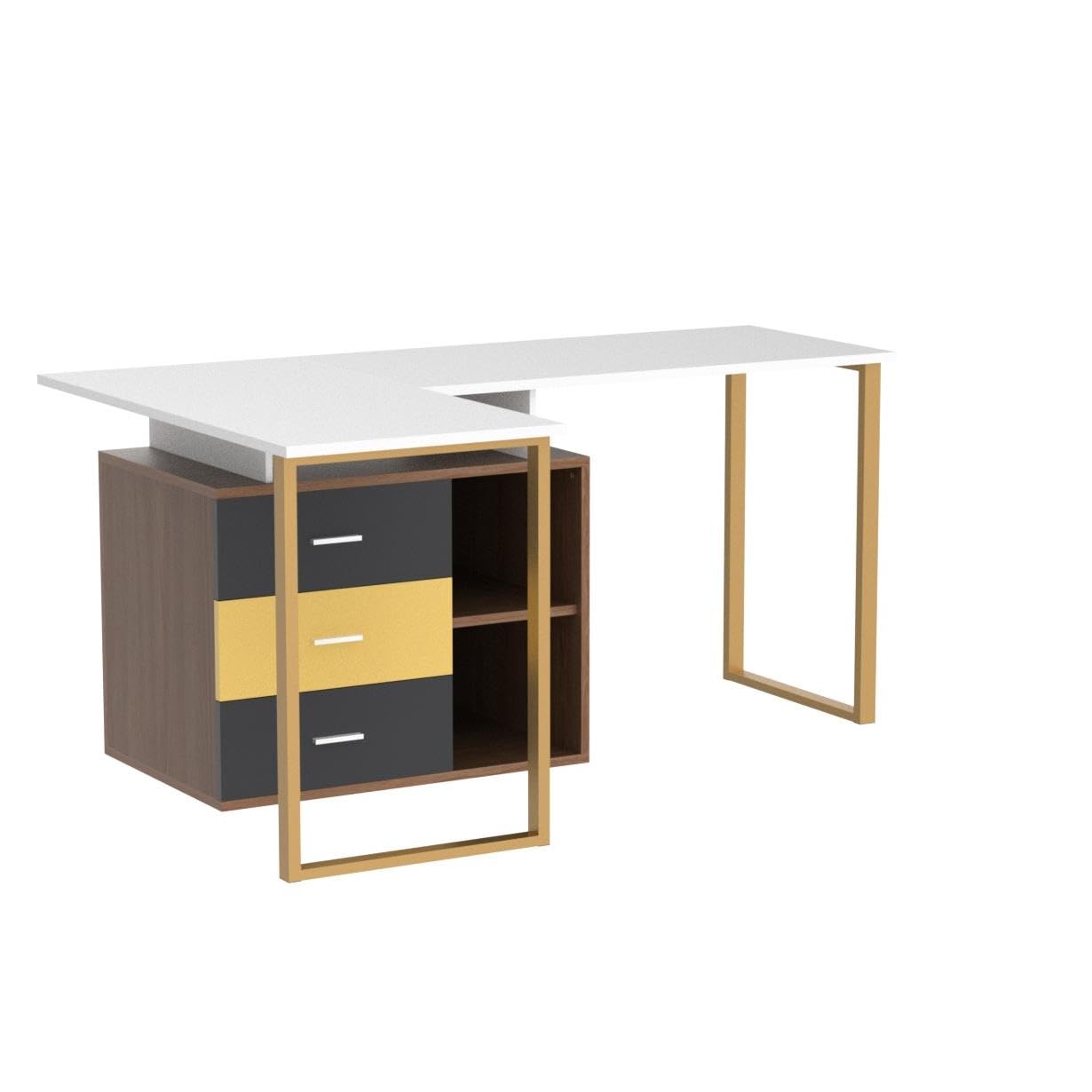 Computer Desk for Two Person, 2 in 1 Double Writing Study Workstation, 220x55x76cm