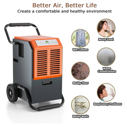 GiantexUK 63L/Day Commercial Dehumidifier, Industrial Air Dehumidifier with Digital Display, Continuous Drainage