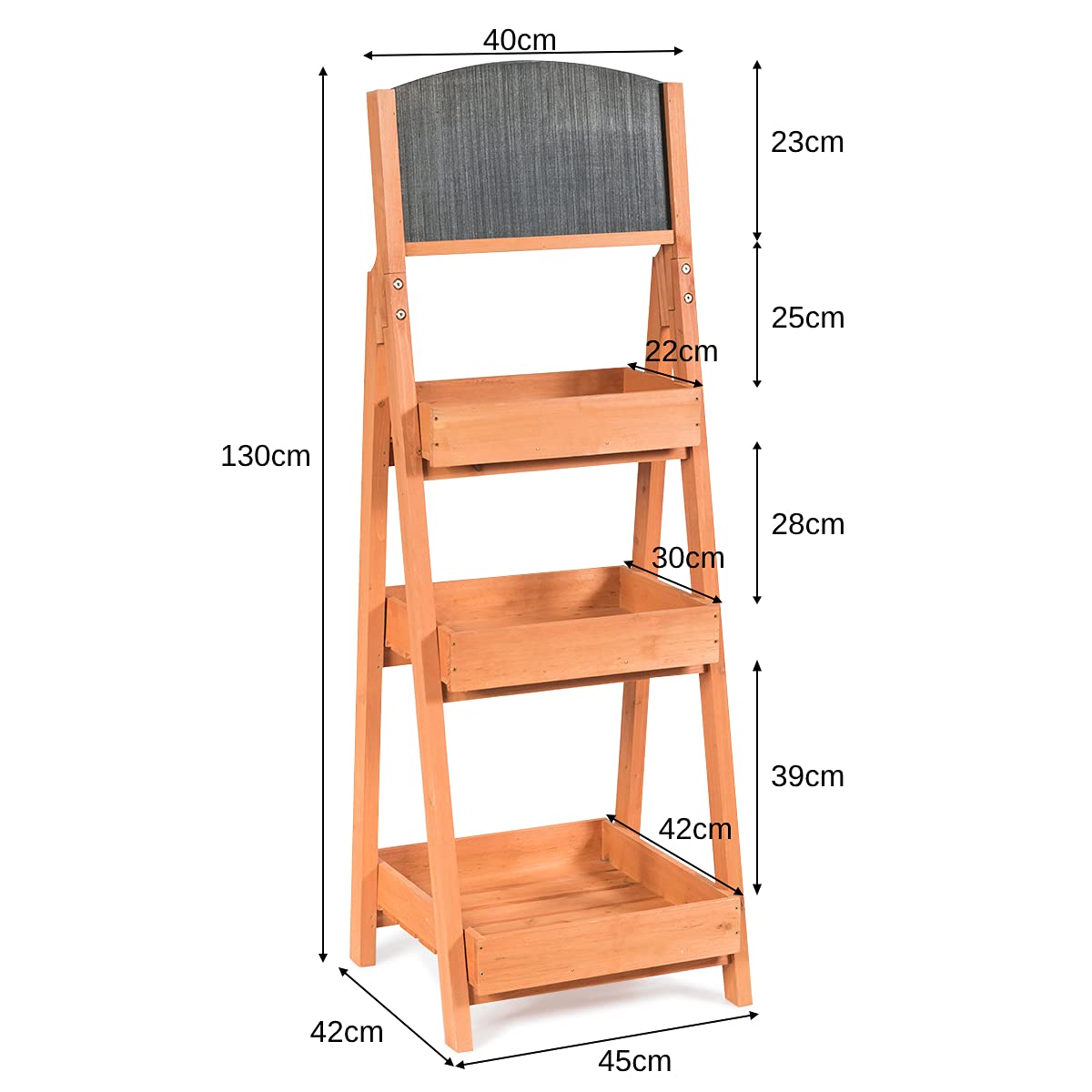 GiantexUK 3-Tier Plant Stand, Wooden Freestanding Flower Stand with DIY Chalkboard