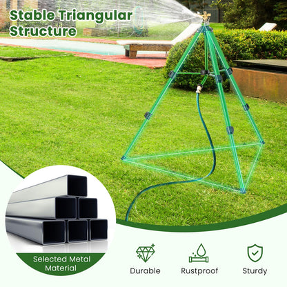 Rotating Tripod Sprinkler, 360°Automatic Rotation Irrigation Water Sprinklers with 11-13.6m Coverage Area & Brass Head