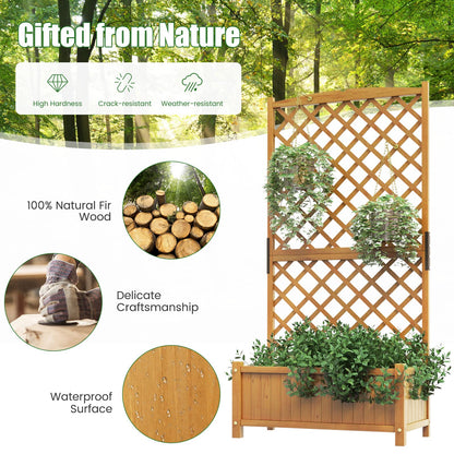 GiantexUK Garden Planter with Trellis (No Hanging Roof, Natural, 90x45x180cm)