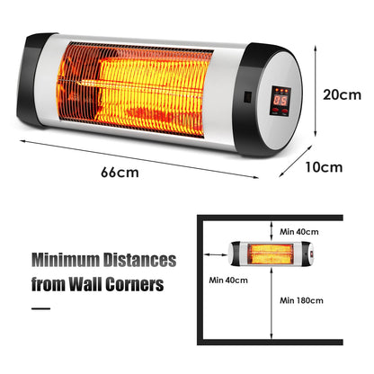 GiantexUK Wall-Mounted Patio Infrared Heater, 3 Modes Electric Warmer with LED Display