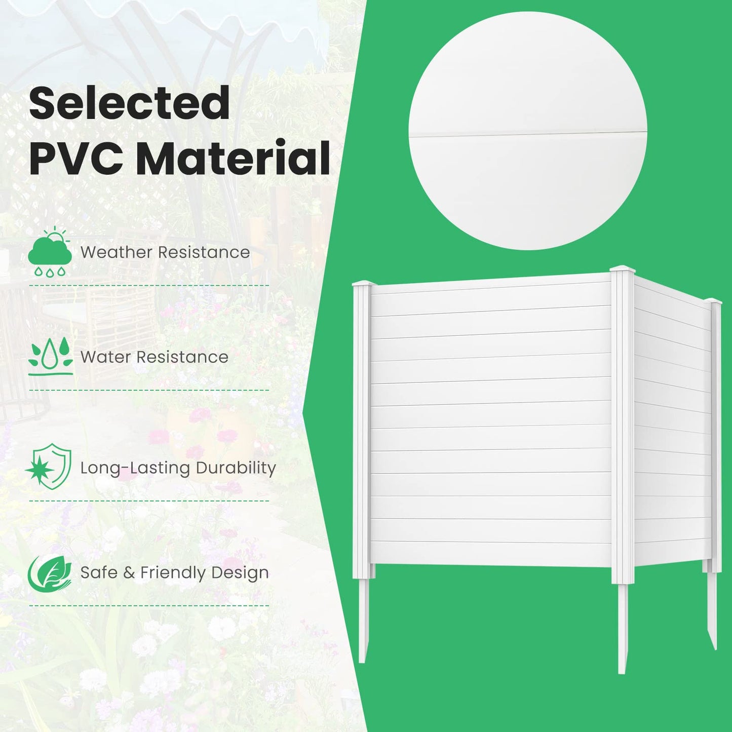 2 Panels Outdoor Privacy Screen, 123cm Decorative Fence Trash Can Enclosure with 3 Stakes