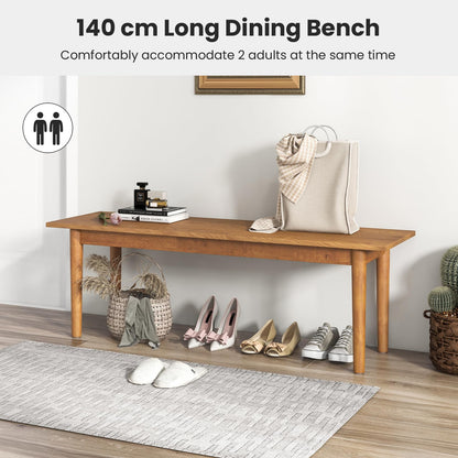 GiantexUK 140cm Wooden Dining Bench, Dining Room Bench with Rubber Wood Legs & Non-Slip Foot Pads