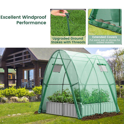 GiantexUK Walk In Greenhouse, Steel Frame Tunnel Growhouse with PE Cover