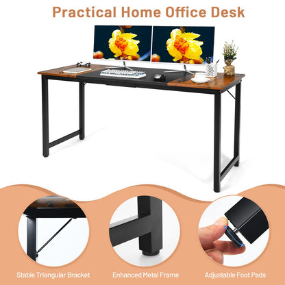 Computer Desk, Industrial Writing Workstation PC Laptop Table (160 x 60 x 75cm, Vintage+Black+Vintage)