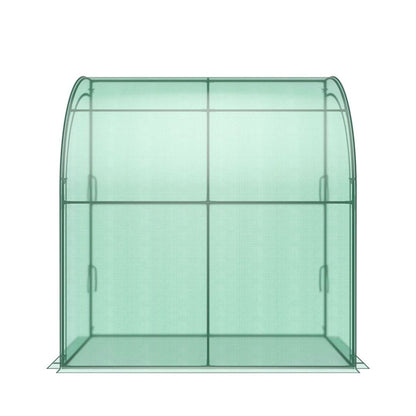 GiantexUK Mini Walk-in Greenhouse with Flower Rack, Portable Lean-to Green house with Weatherproof PE Cover & Roll-up Zipper Doors