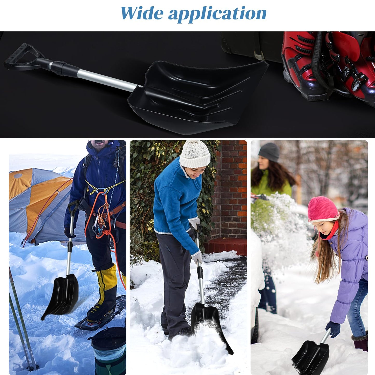 GiantexUK Retractable Snow Shovel, Heavy Duty Aluminum Snow Removal Tool with Ergonomic D-Shaped Handle