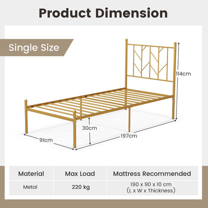 3FT/4FT6 Platform Bed Frame, Single/Double Slatted Mattress Foundation with Under Bed Storage