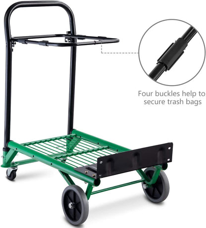 GiantexUK Folding Hand Truck, Adjustable Heavy Duty Sack Truck Platform Trolley with 4 Wheels