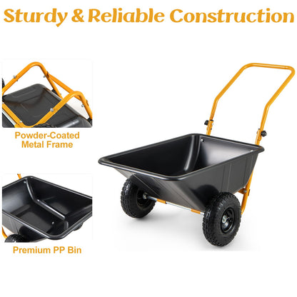 GiantexUK 2-Wheeled Wheelbarrow 80L, Garden Cart with Foldable Handle & Twin Pneumatic Tyres