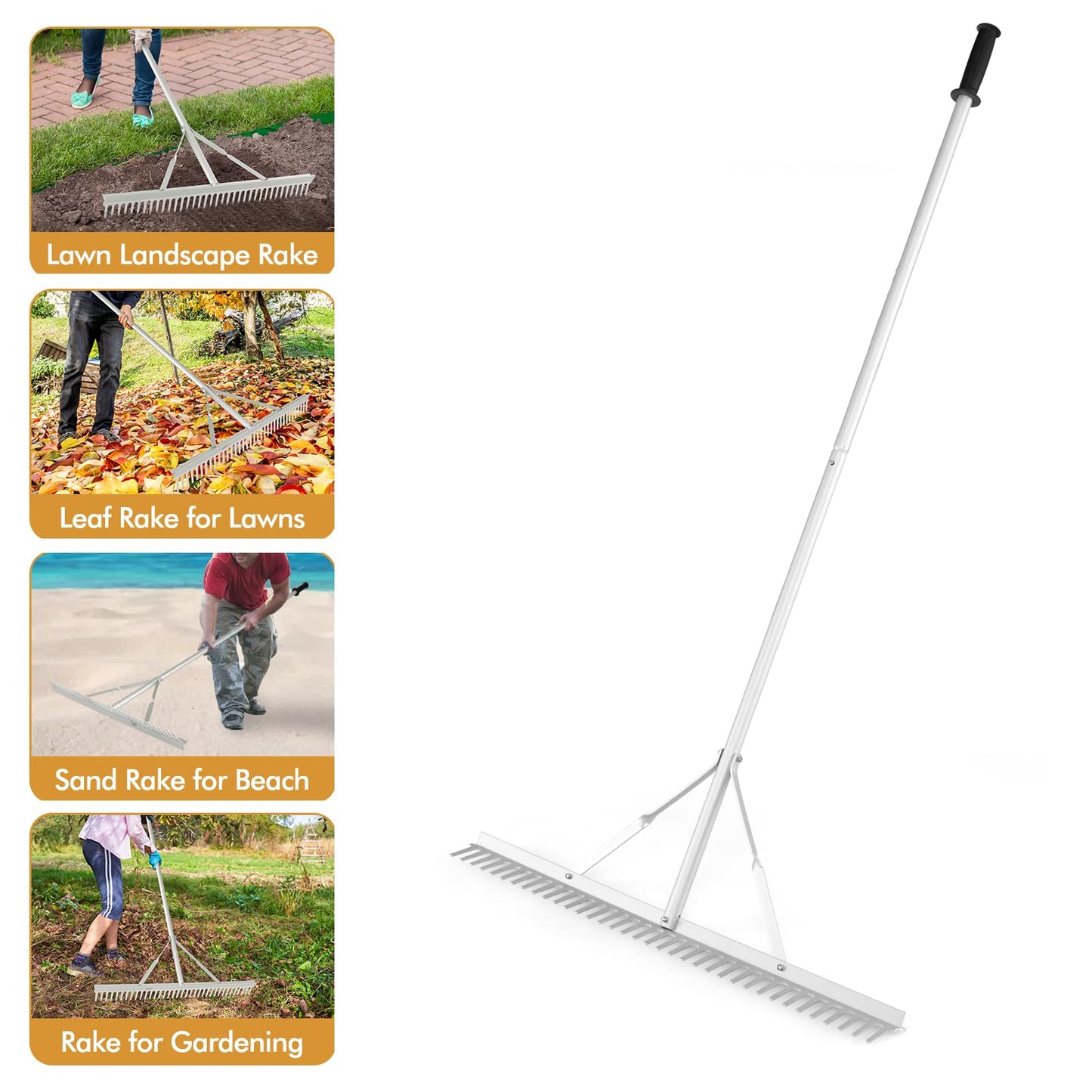 GiantexUK 36'' Aluminum Landscape Rake, 36 Tines Garden Rake with 68" Handle & Double-Sided Head