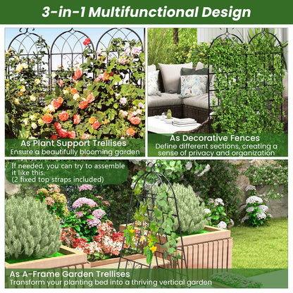 GiantexUK 180/220x50cm Garden Trellis, 6ft/7.2ft Tall Galvanized Metal Fence Climbing Plants Support Frame