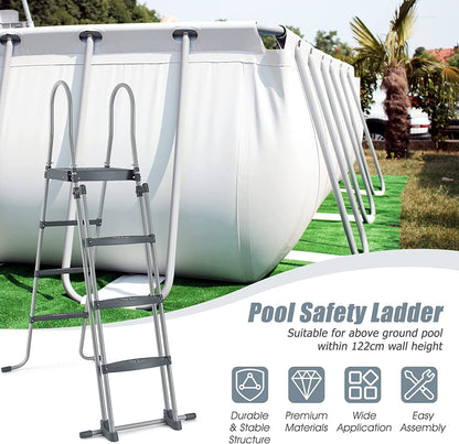 GiantexUK 4 Step Pool Ladder, Above Ground Safety Pedal with Removable Outer Ladder