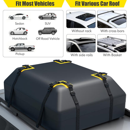 GiantexUK 15 Cubic Feet Car Roof Bag, Waterproof Cargo Top Carrier with Non-Slip Mat