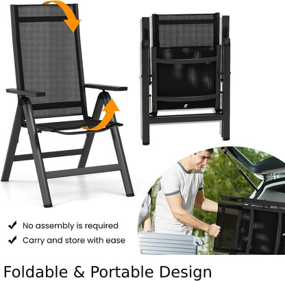 GiantexUK Patio Folding Chair Set of 1/2, Outdoor Dining Chairs with Soft Padded Seat (No Sponge Padded)