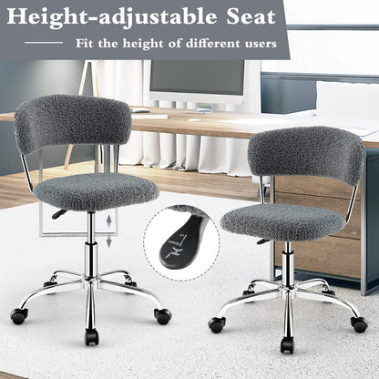 Faux Fur Office Chair, Height Adjustable Swivel Computer Desk Chair with Rolling Casters