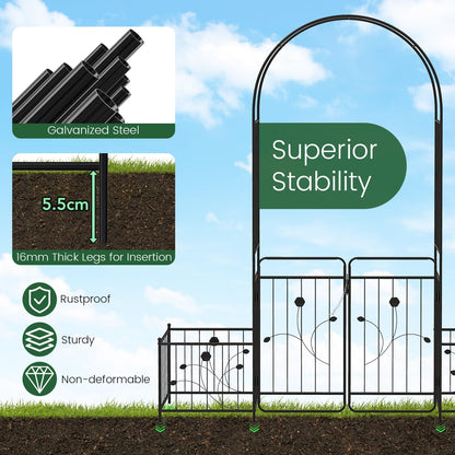 GiantexUK Garden Arch with Gate & Planter Boxes