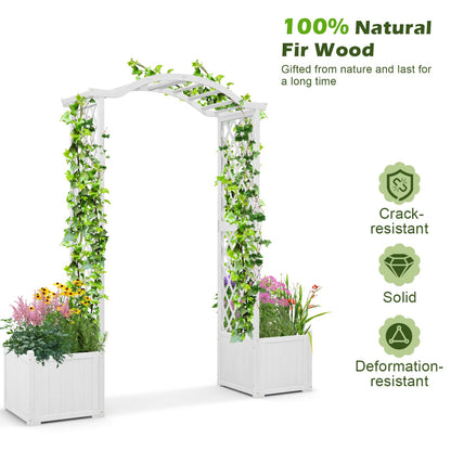 GiantexUK Wooden Garden Arch with Planter Boxes, Trellis Pergola Arbour