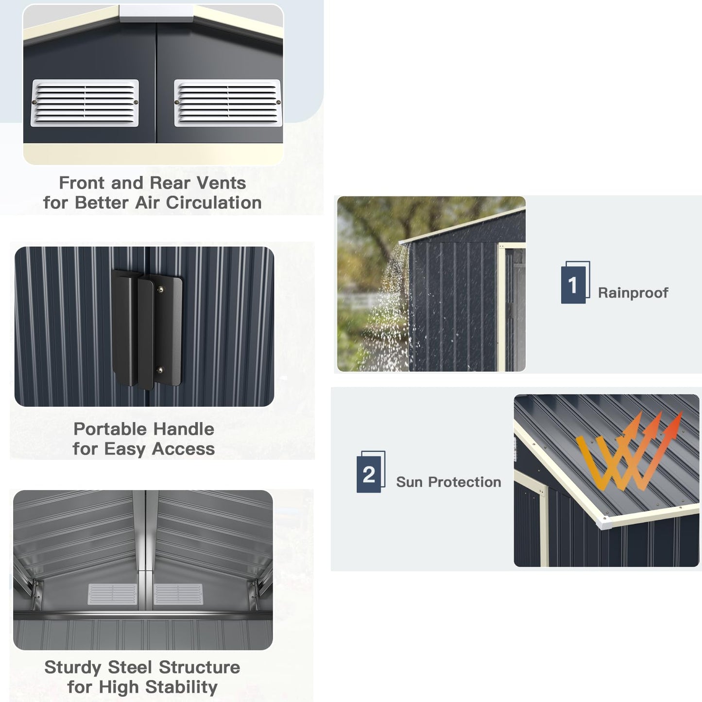 GiantexUK 11x8FT Metal Garden Shed, Outdoor Galvanized Storage House with 4 Vents & Lockable Sliding Doors