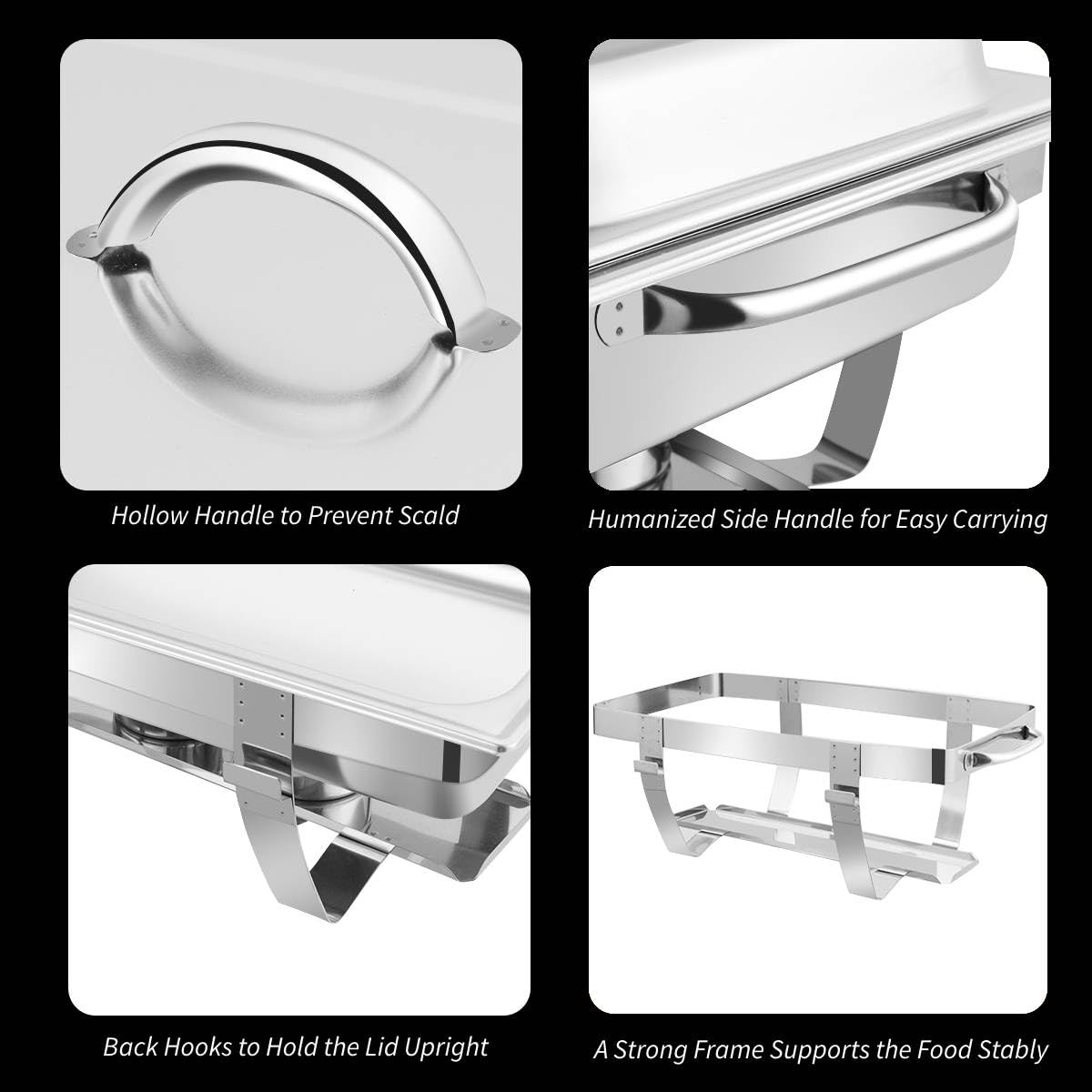 GiantexUK Double Chafing Dish, 9L Stainless Steel Chafer Set with Food Pan