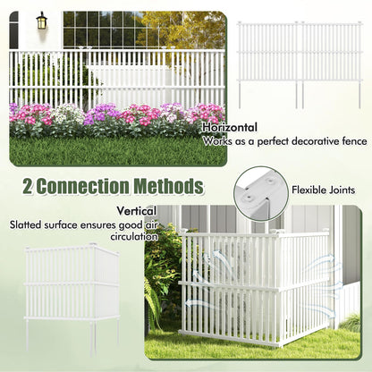 2 Panels Outdoor Privacy Screen, 113 x 114cm Decorative Fence Trash Can Enclosure with 4 Ground Stakes