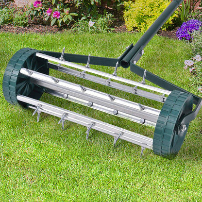 GiantexUK Outdoor Lawn Roller, Heavy Duty Manual Grass Rollers with Green Removable Handle(45x21x126cm, No Fender)