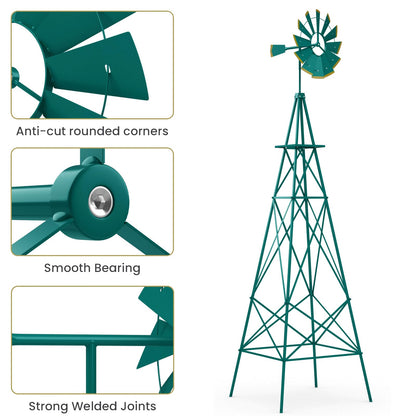 GiantexUK Garden Metal Windmill, 8FT Ornamental Wind Mill