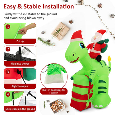 Inflatable Christmas Santa Claus, Self Inflating Xmas Decoration with LED Lights and Blower