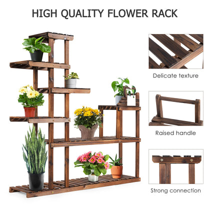 7 Tier Plant Stand, 16 Potted Wooden Flower Pots Rack, Multifunctional Bonsai Display Holder