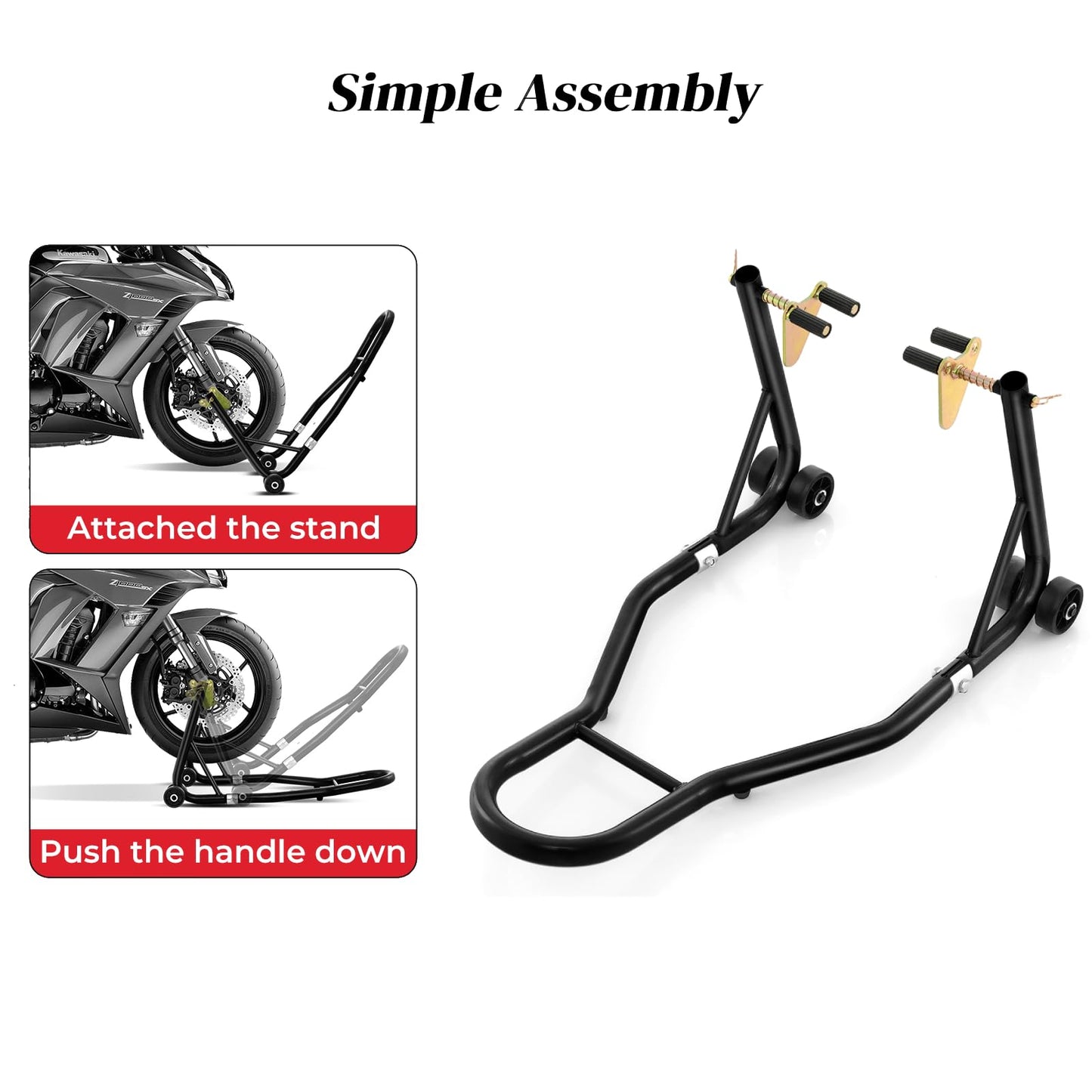 GiantexUK Motorbike Stand, Adjustable Front Track Paddock Stand on Wheels