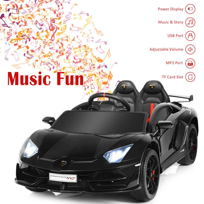 12V Kids Electric Ride on Car with Remote Control, Licensed Lamborghini Battery Powered Toy Vehicle for Boys and Girls