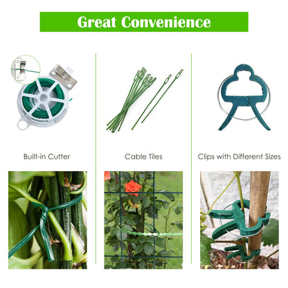 GiantexUK 2-Pack Garden Cucumber Trellis, 4x3FT A-Frame Plant Supports with Twist Tie, 8 Spiral Connectors