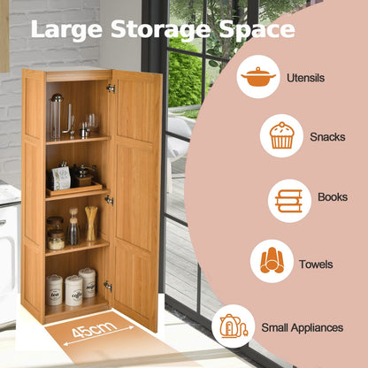 GiantexUK Tall Kitchen Cupboard, 153cm Single Door Freestanding Cabinet with 4 Shelves