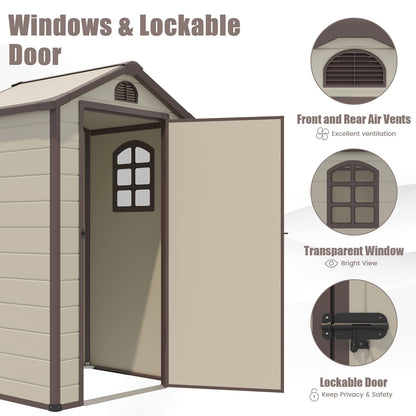 Outdoor Garden Storage Shed, 4.5 x 3.5 ft Weather Resistant Tool Storage House with Lockable Door