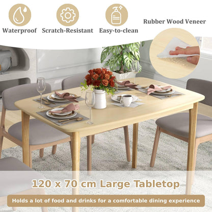 GiantexUK Dining Table, 120 x 70CM Rubber Wood Kitchen Table with Non-Slip Foot Pads & 150KG Load Capacity