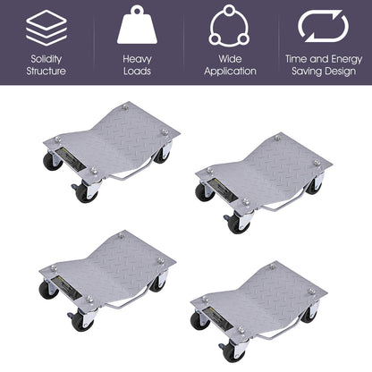 GiantexUK 4 Pack Tire Wheel Dollies, 2720KG Heavy Duty Car Tire Skates Positioning Trolley with Wheels