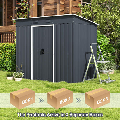 GiantexUK 7x3.6FT Metal Garden Shed, Slope Roof Backyard Garage Utility Shed Building