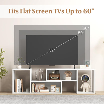 TV Stand for TVs up to 60 Inches, Free Combination Adjustable TV Cabinet Media Entertainment Center with L-Shaped Storage Shelves