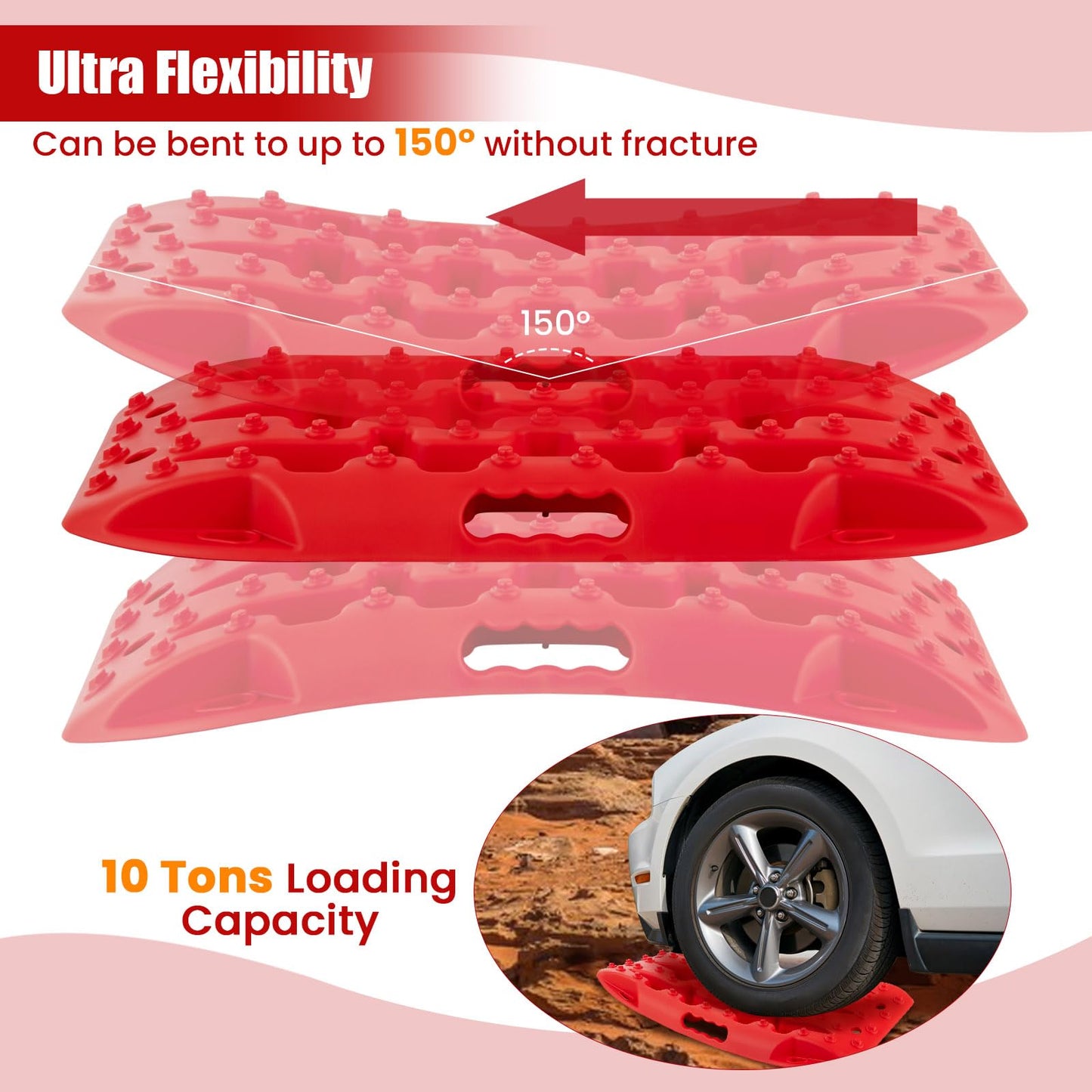 GiantexUK 2PCS Traction Boards, 10t Heavy Duty Recovery Track Tire Traction Pad