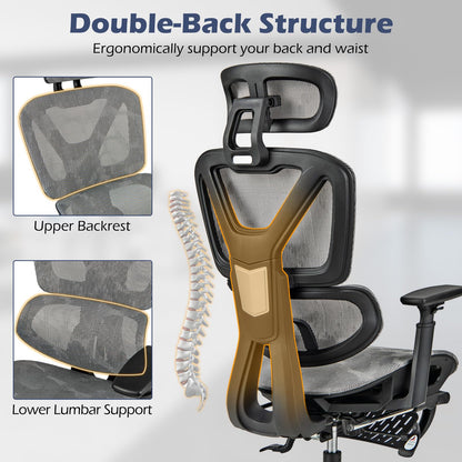 Mesh Office Chair, Ergonomic High Back Swivel Computer Desk Chair with Lumbar Support and Retractable Footrest