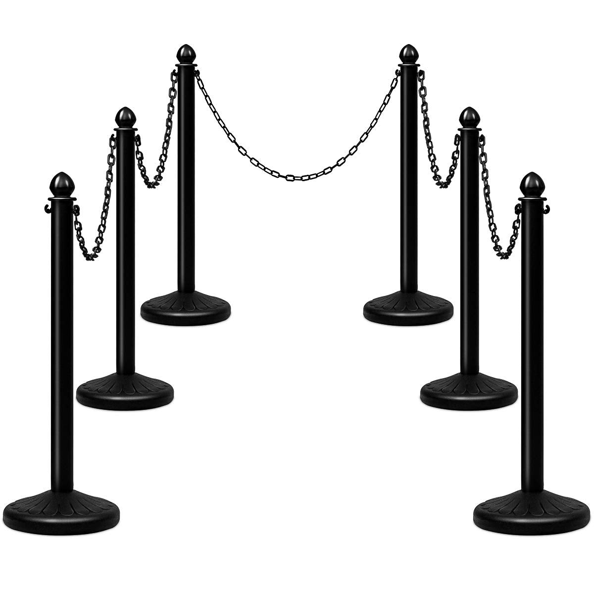 GiantexUK 6PCS Chain Stanchion, PE Safety Barrier Set with 100CM Link Chain