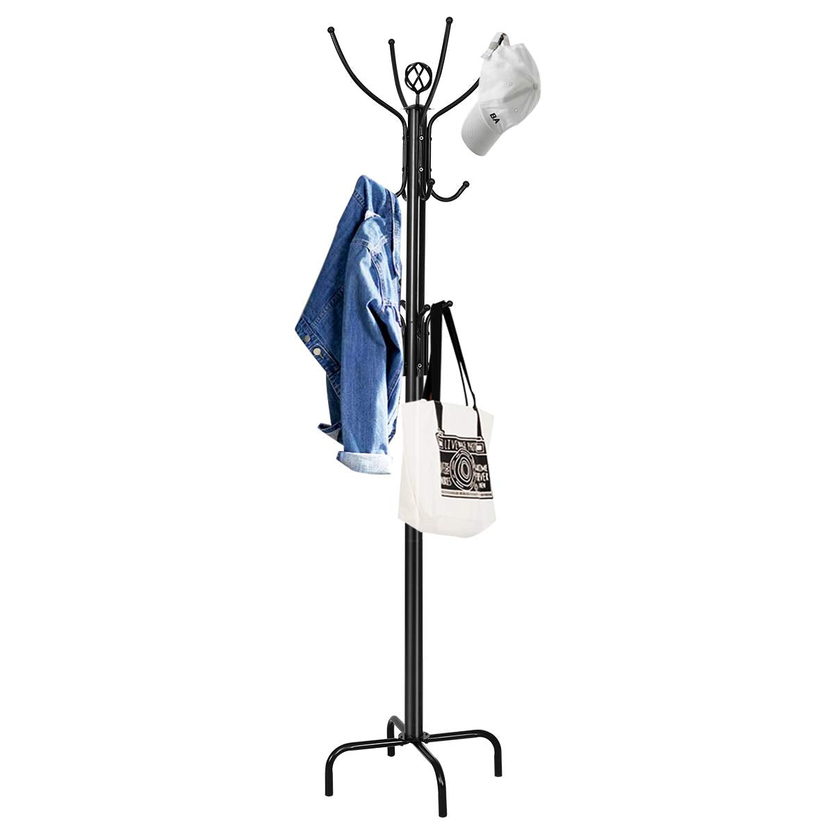 GiantexUK Metal Coat Rack, Free Standing Tree-Shaped Clothes Stand with 12 Hooks