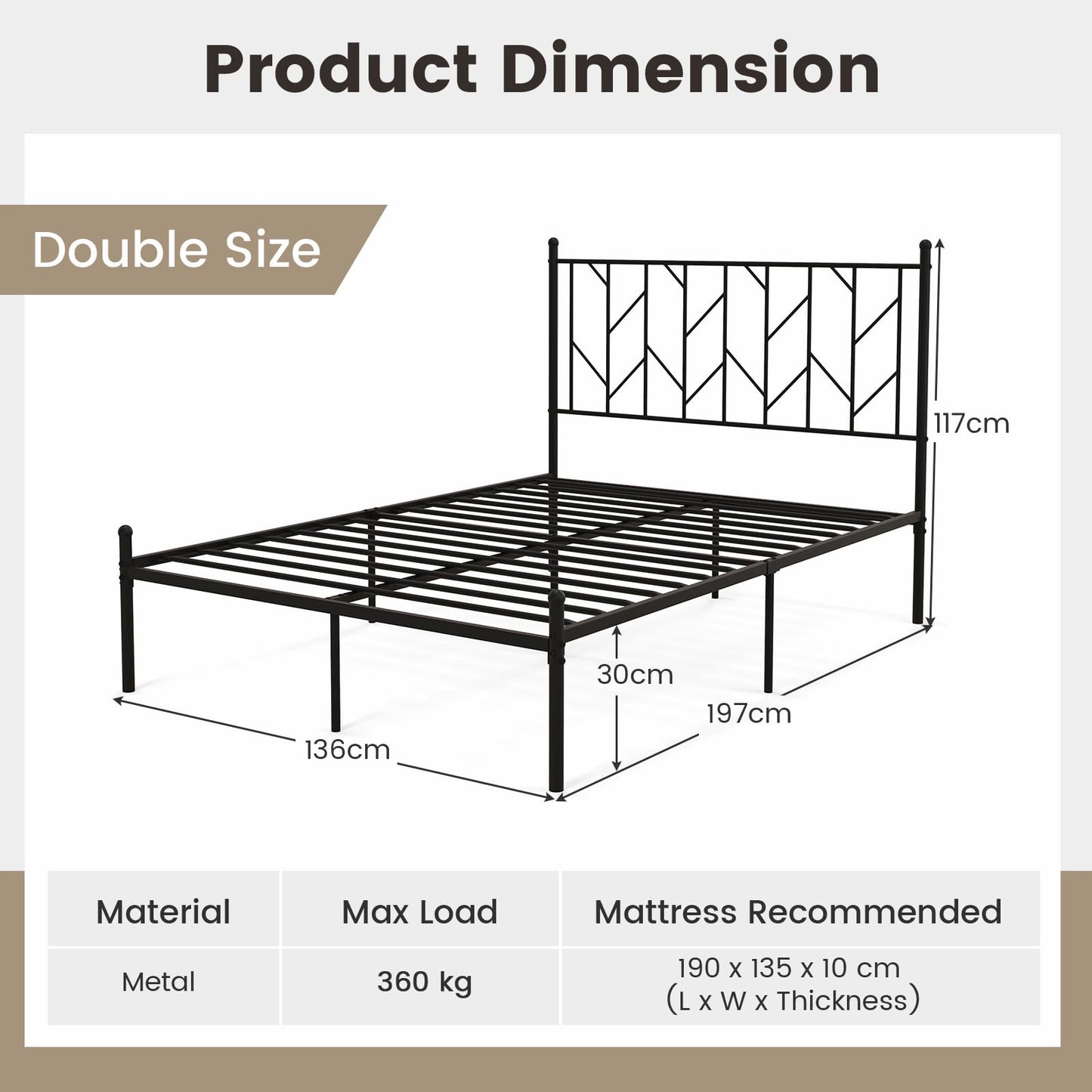 3FT/4FT6 Platform Bed Frame, Single/Double Slatted Mattress Foundation with Under Bed Storage