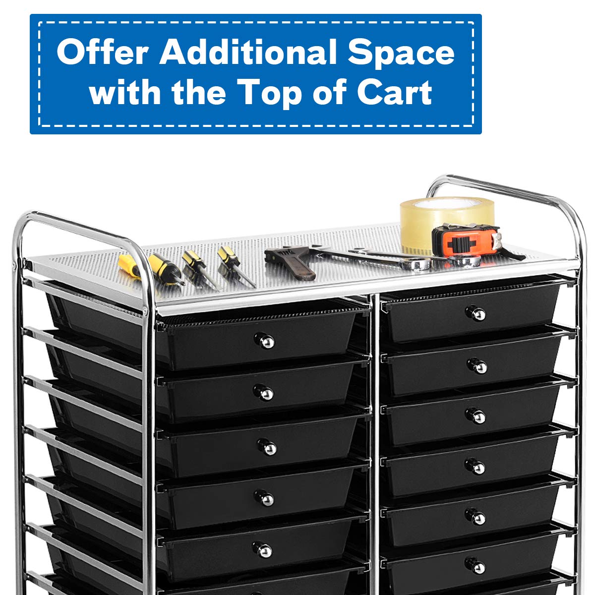 GiantexUK 20 Drawers Storage Trolley, Multipurpose Mobile Rolling Cart with Lockable Wheels